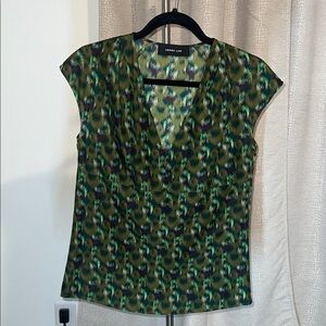 Derek Lam Green Cap Sleeve Wrap Blouse Size 4